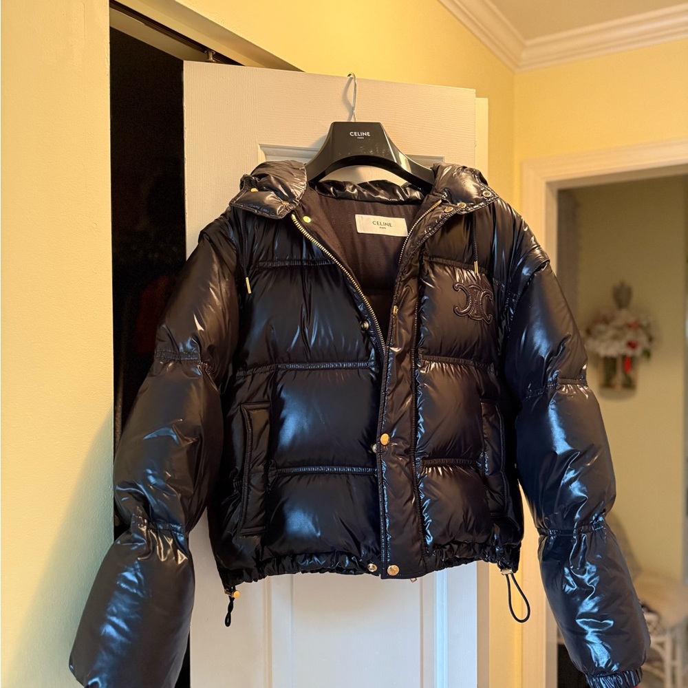 Celine Shiny Black Kids Puffer Coat